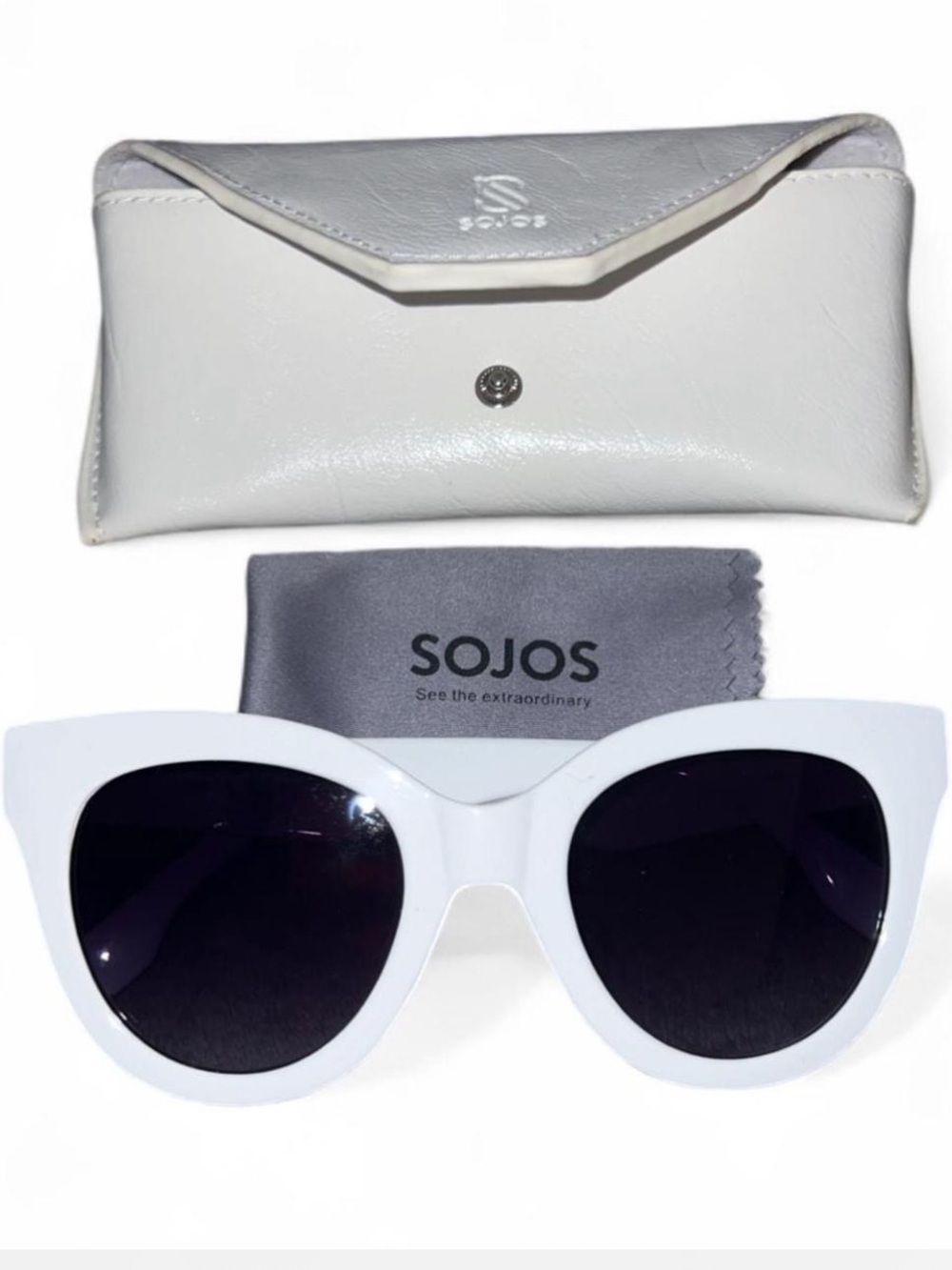 Sojos White Sunglasses with Case